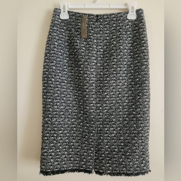 J.crew set woven Tweed Fringe Cropped Jacket/Blazer 4 & skirt 2 navy/off white - Picture 5 of 16